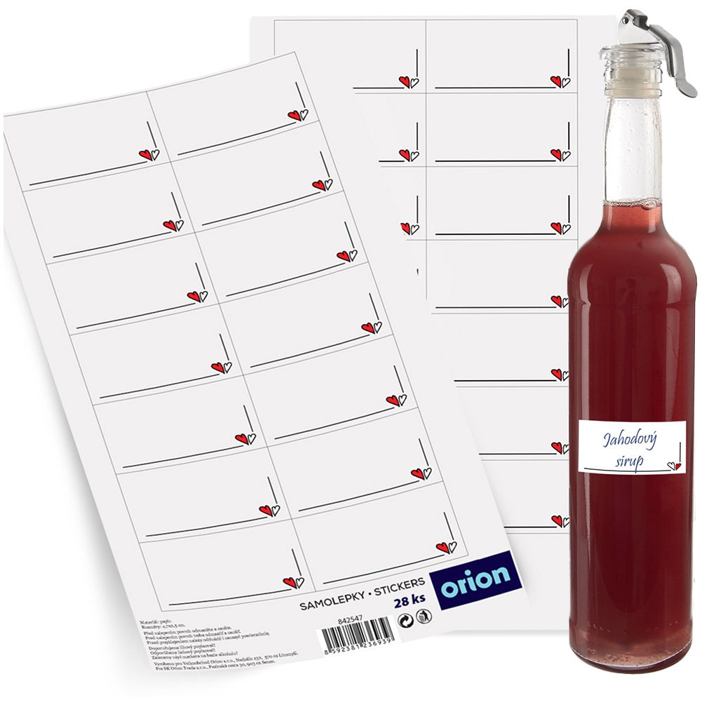 Jar Labels, Heart Shape, 28 Pieces