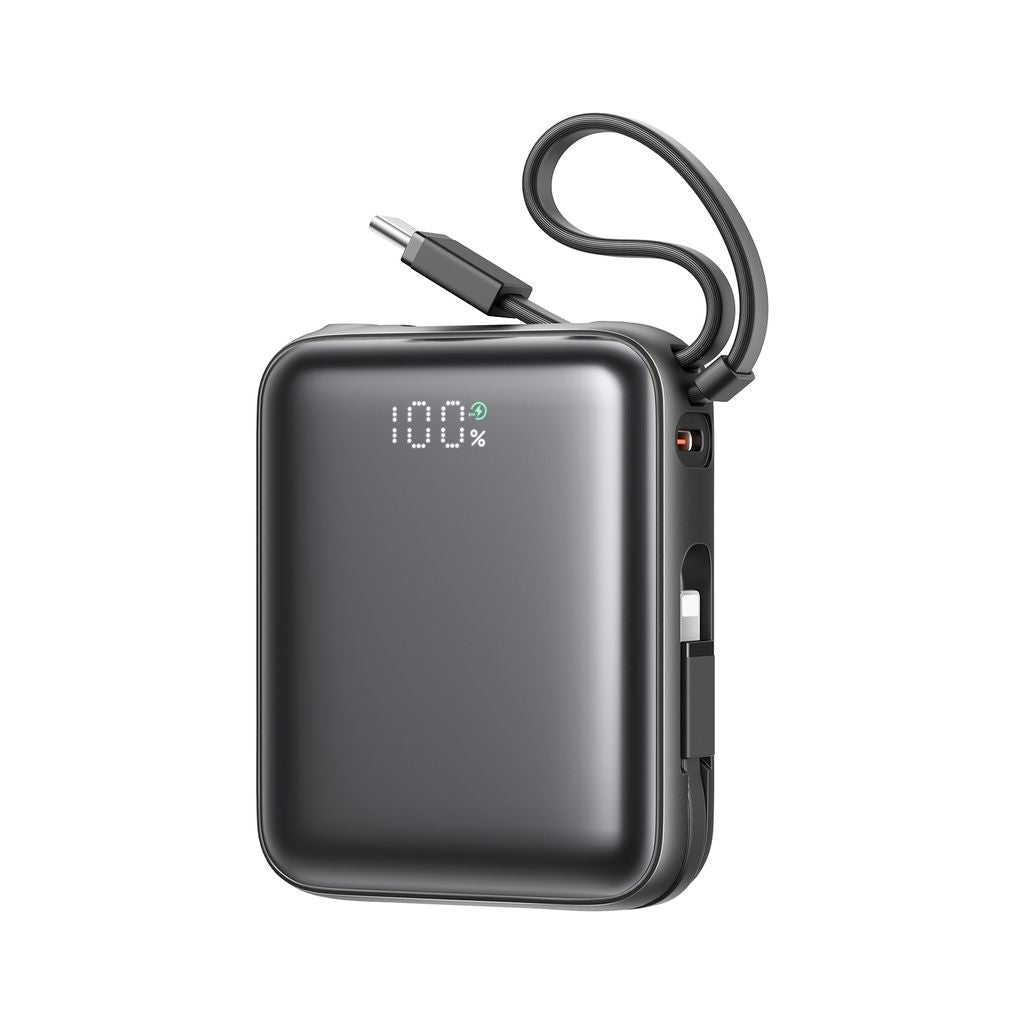 Joyroom 22.5W Fast Charging Power Bank 10000mAh with Dual Cables - Black