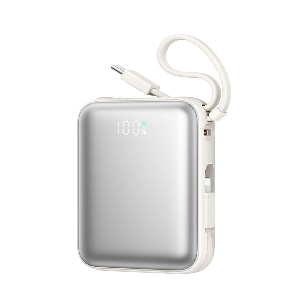 Joyroom 22.5W Fast Charging Power Bank 10000mAh with Dual Cables - White