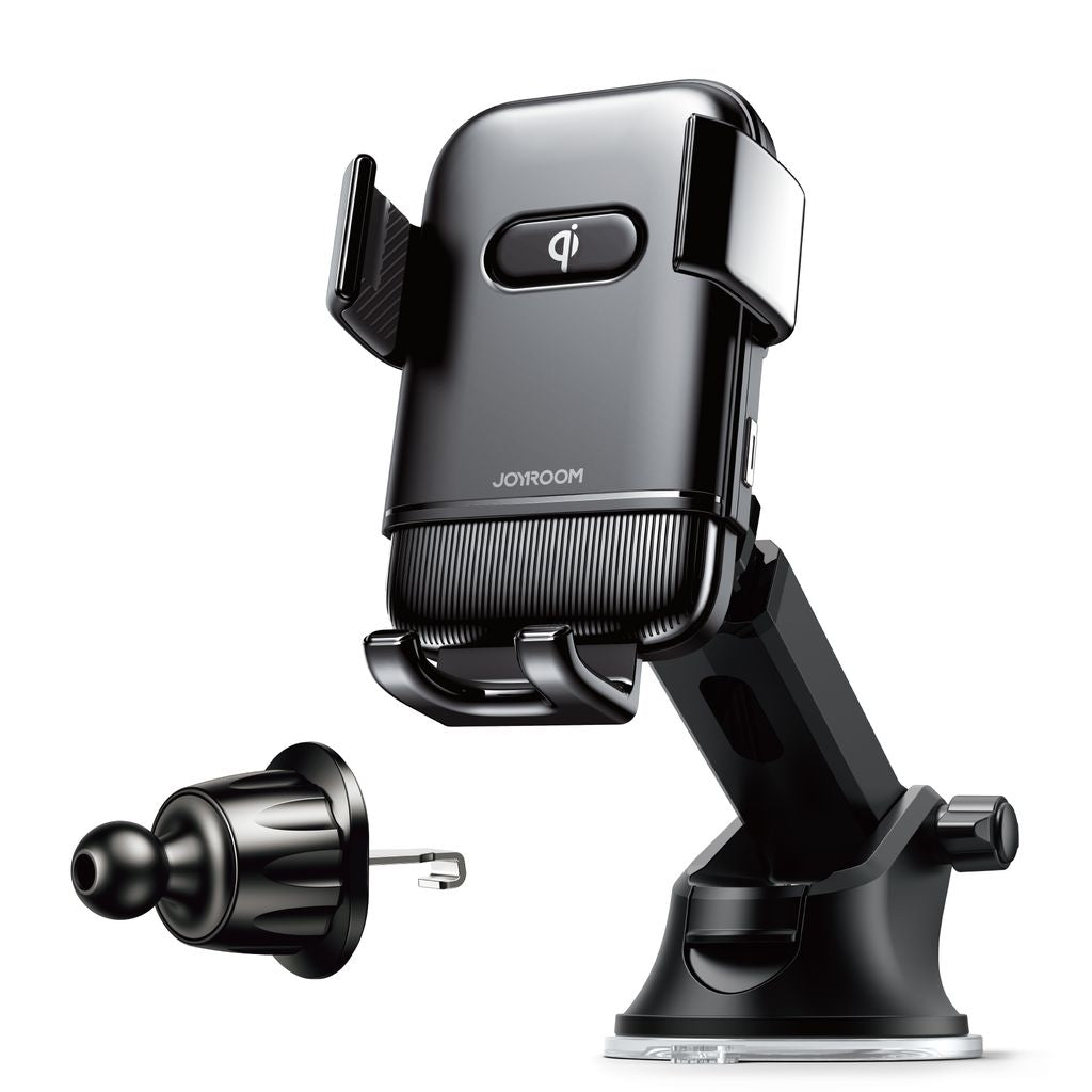 Joyroom 360° Mobile Phone Holder with Wireless Charging for Car 2-in-1 Suction Cup and Valve Mount, 15W