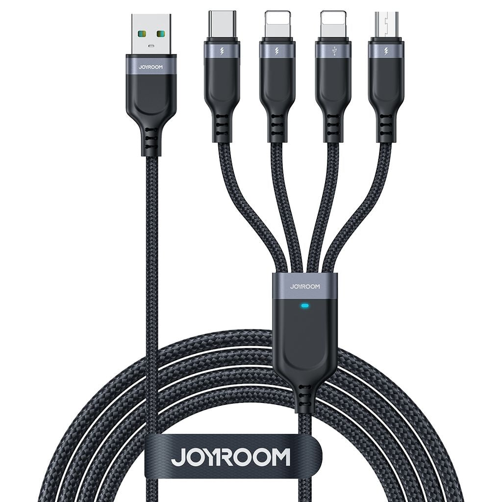 Joyroom 4-in-1 USB-A to 2x Lightning/USB-C/Micro USB cable 3.5A, 1.2m - Black