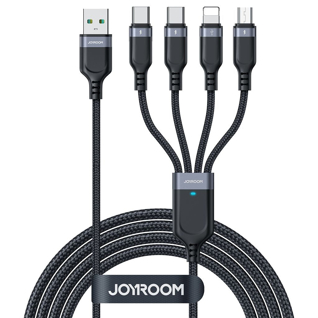 Joyroom 4-in-1 USB-A to 2xUSB-C/Lightning/Micro USB Cable 3.5A, 1.2m - Black