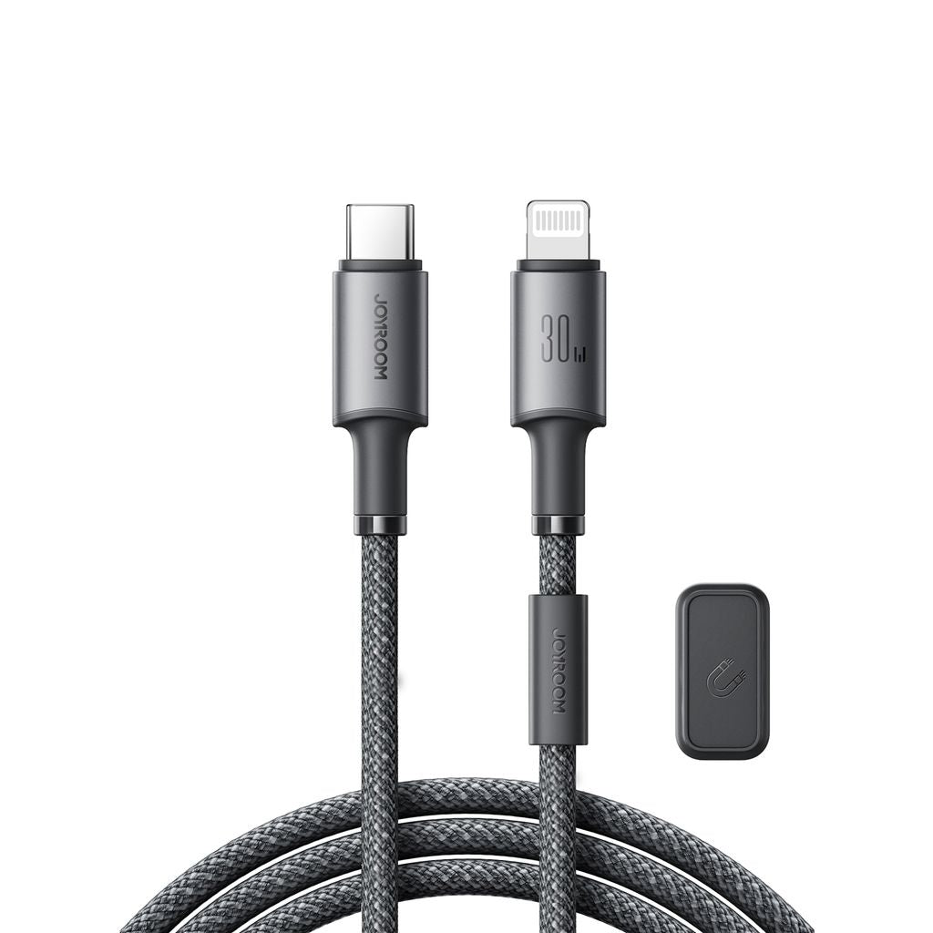 Joyroom USB-C to Lightning 480Mbps Cable with Magnetic Holder 30W, 1.2m - Gray