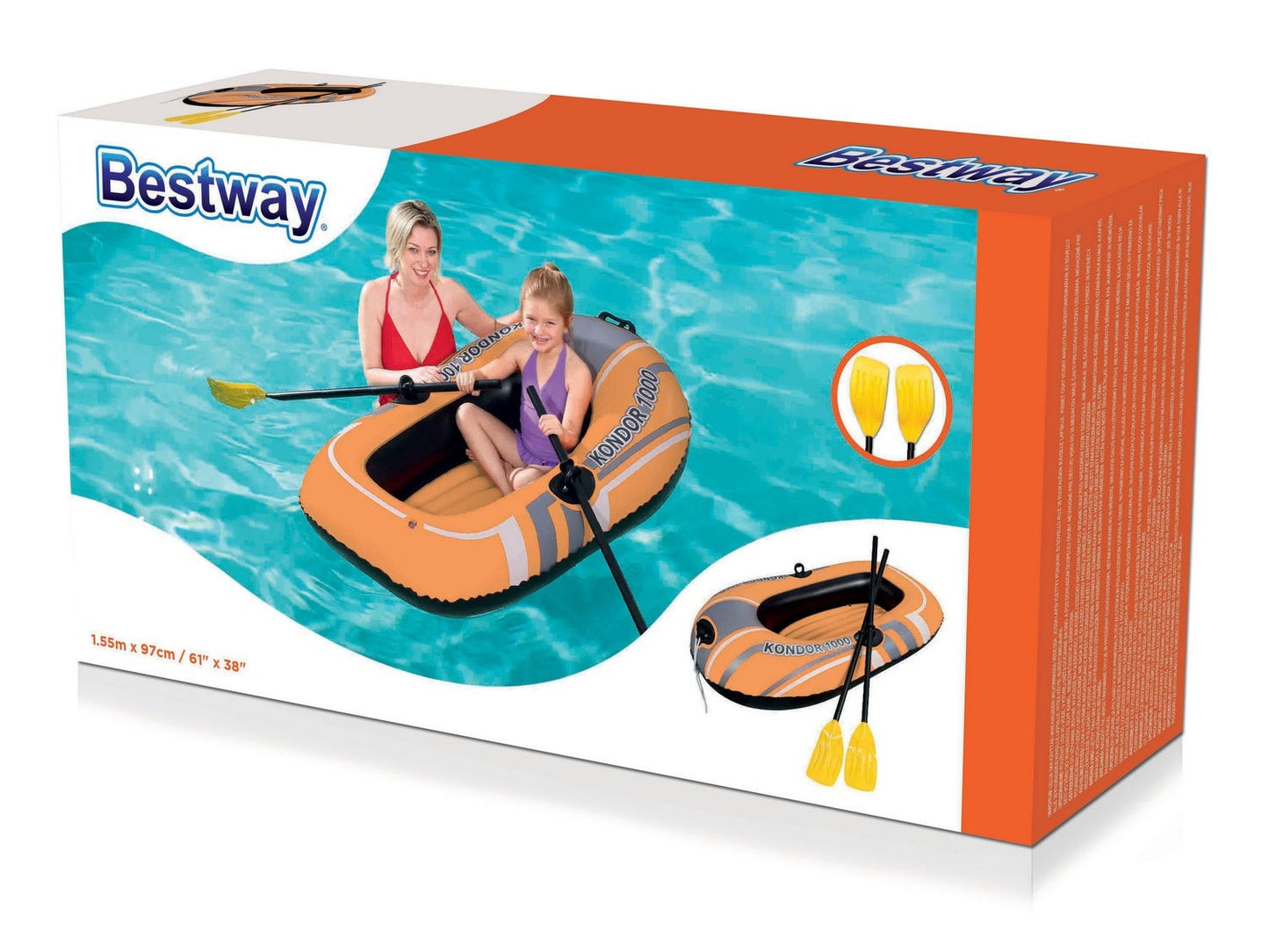 KONDOR 1000 pontoon + oars 155 x 93 cm Bestway 61078