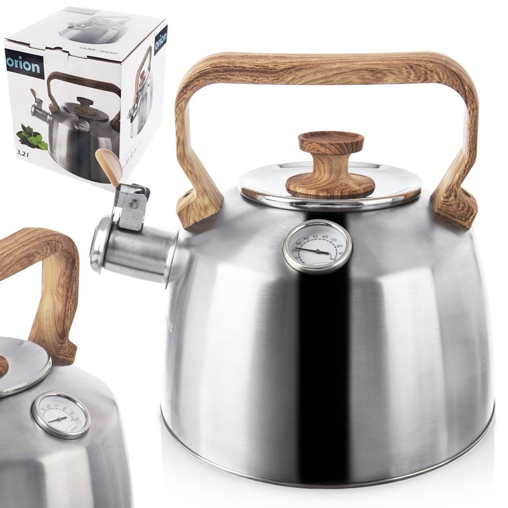 Kettle with Whistle and Thermometer in Stainless Steel