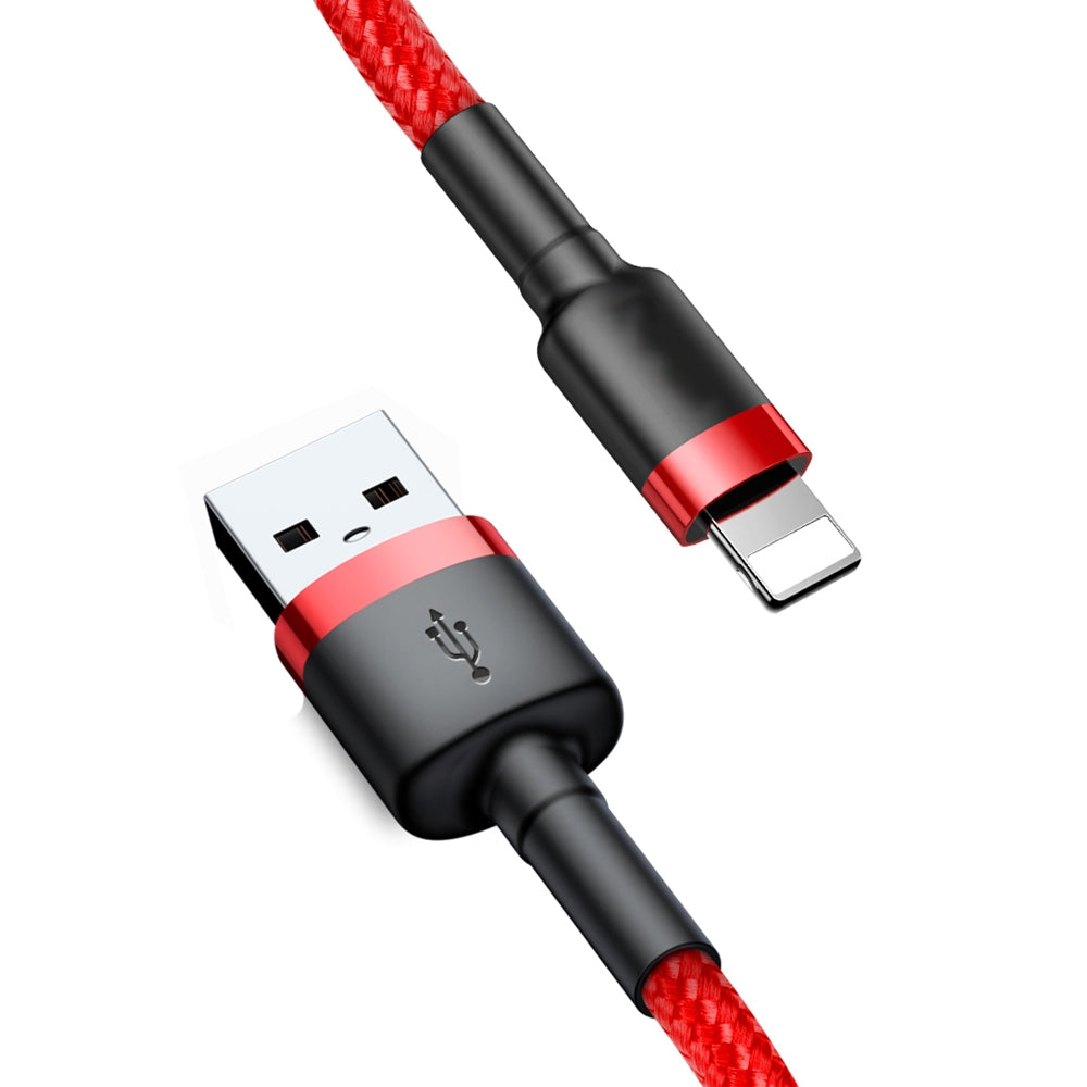 Kevlar USB cable with Lightning 2.1A, 2m - Grey/Red