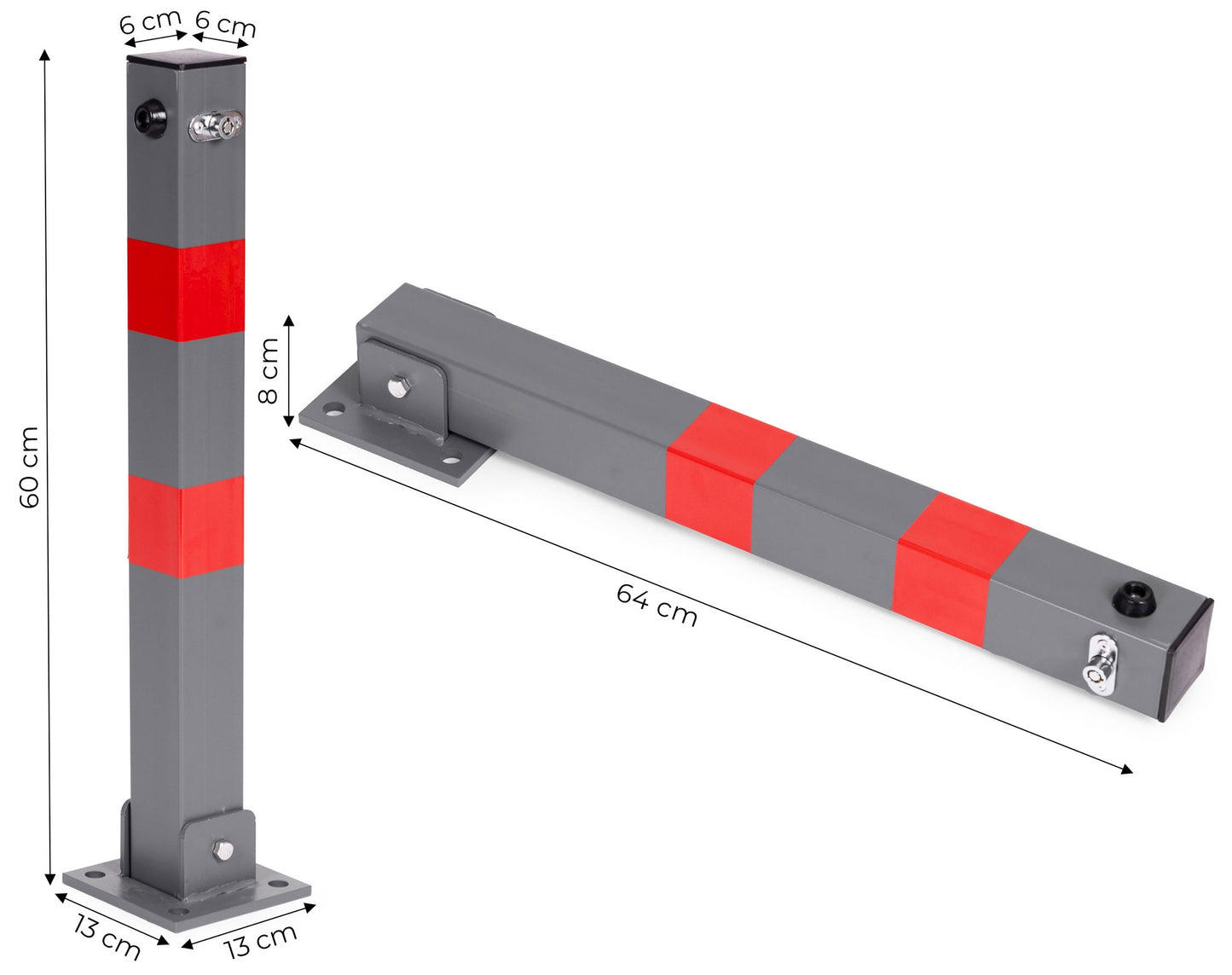 Key-Operated Folding Parking Post, 60 cm Iron