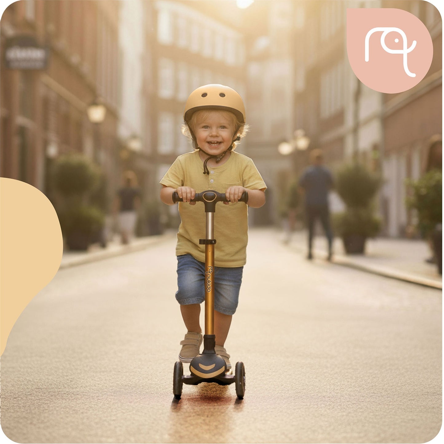 Kids' 3-Wheel Balance Scooter with Seat, Gold, LED Wheels