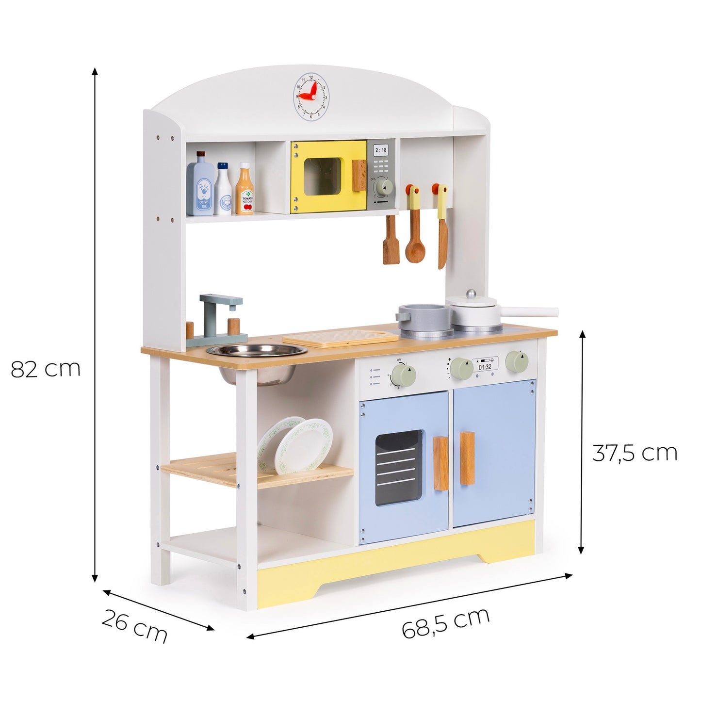 Kids Kitchen Set with Oven, Washing Machine, 12 Accessories