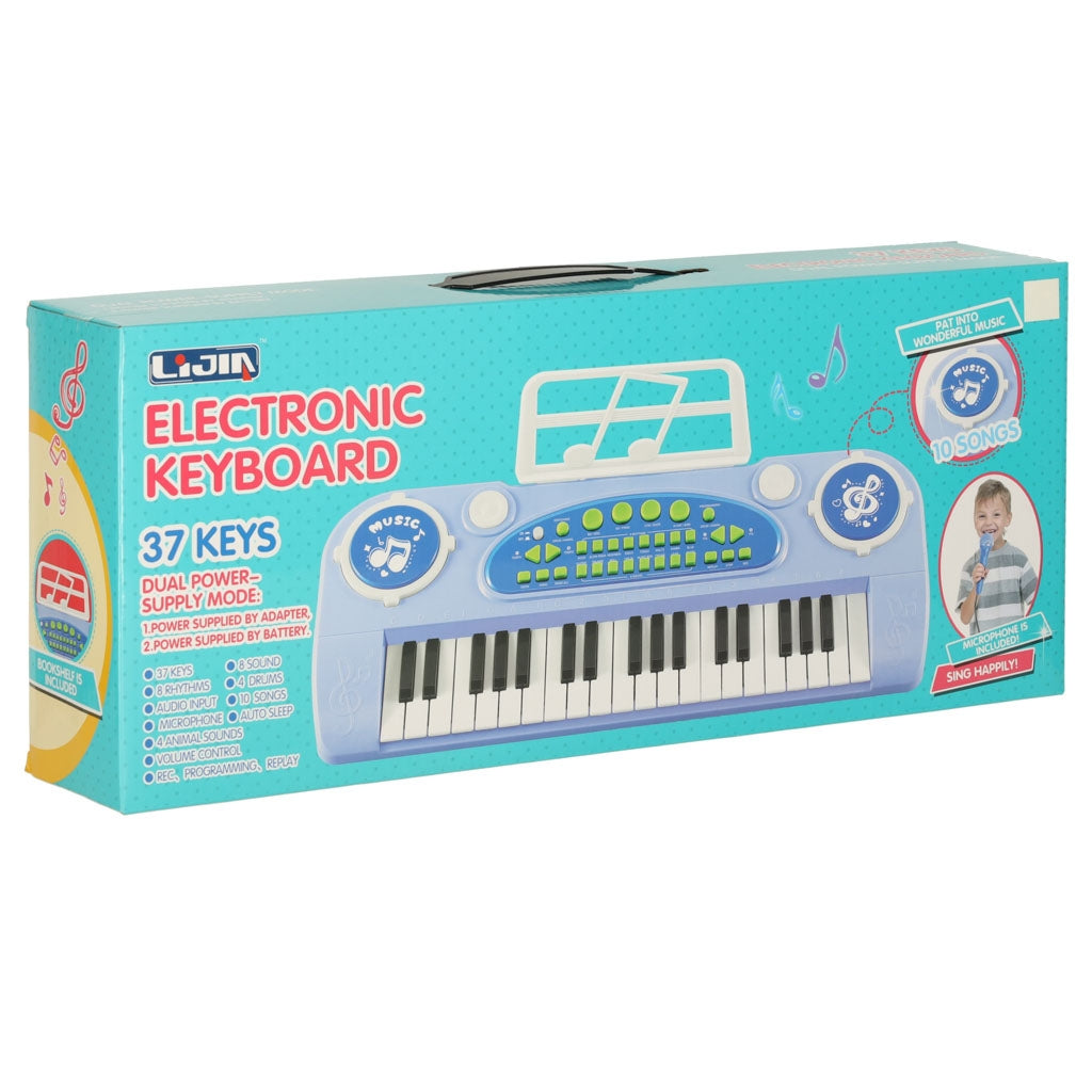 Kids Piano Keyboard, 37 Keys, Microphone, Blue
