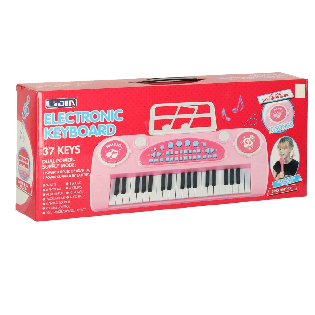 Kids Piano Keyboard, 37 Keys, Microphone & Tripod, Pink