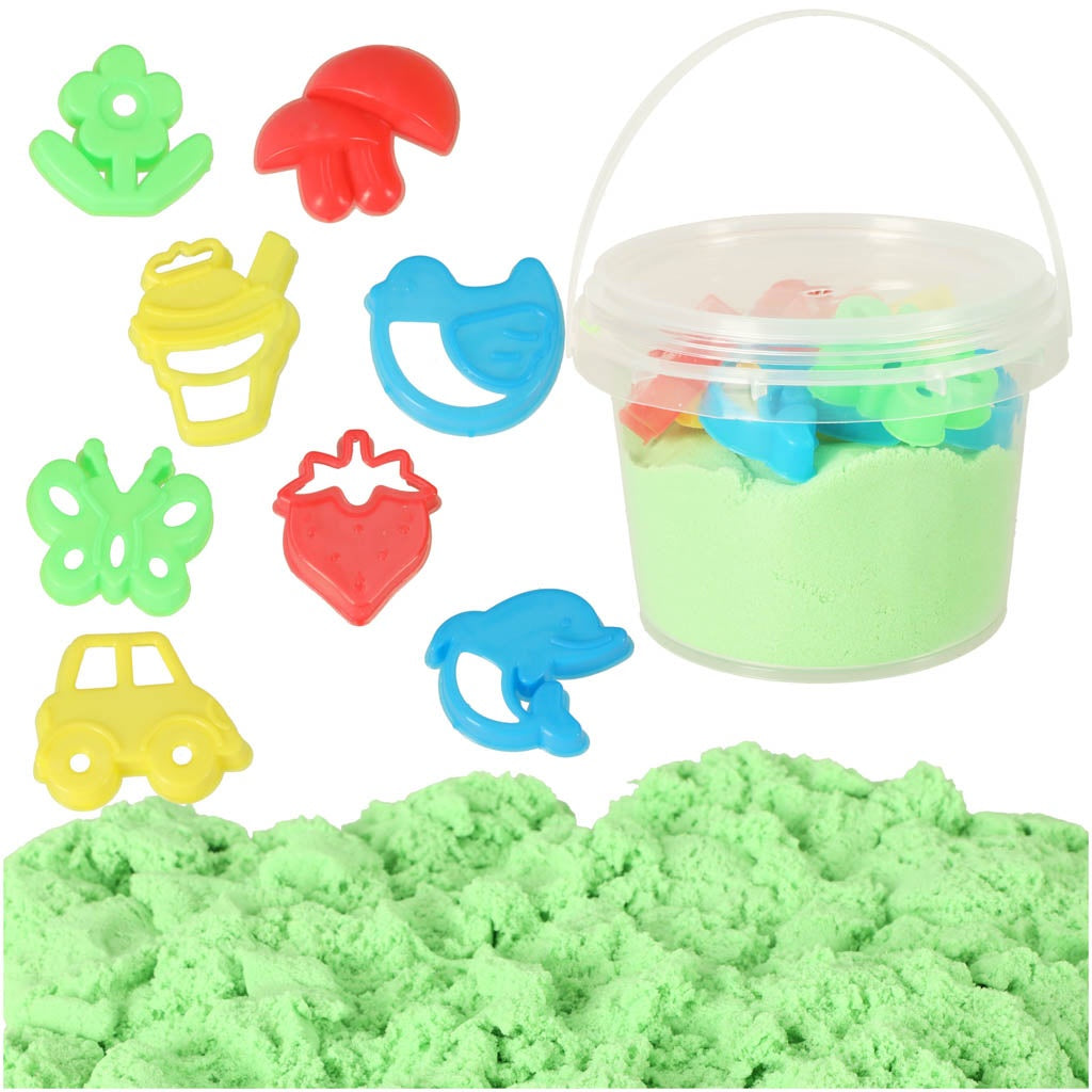 Kinetic Sand in a 350g bucket + 8 moulds