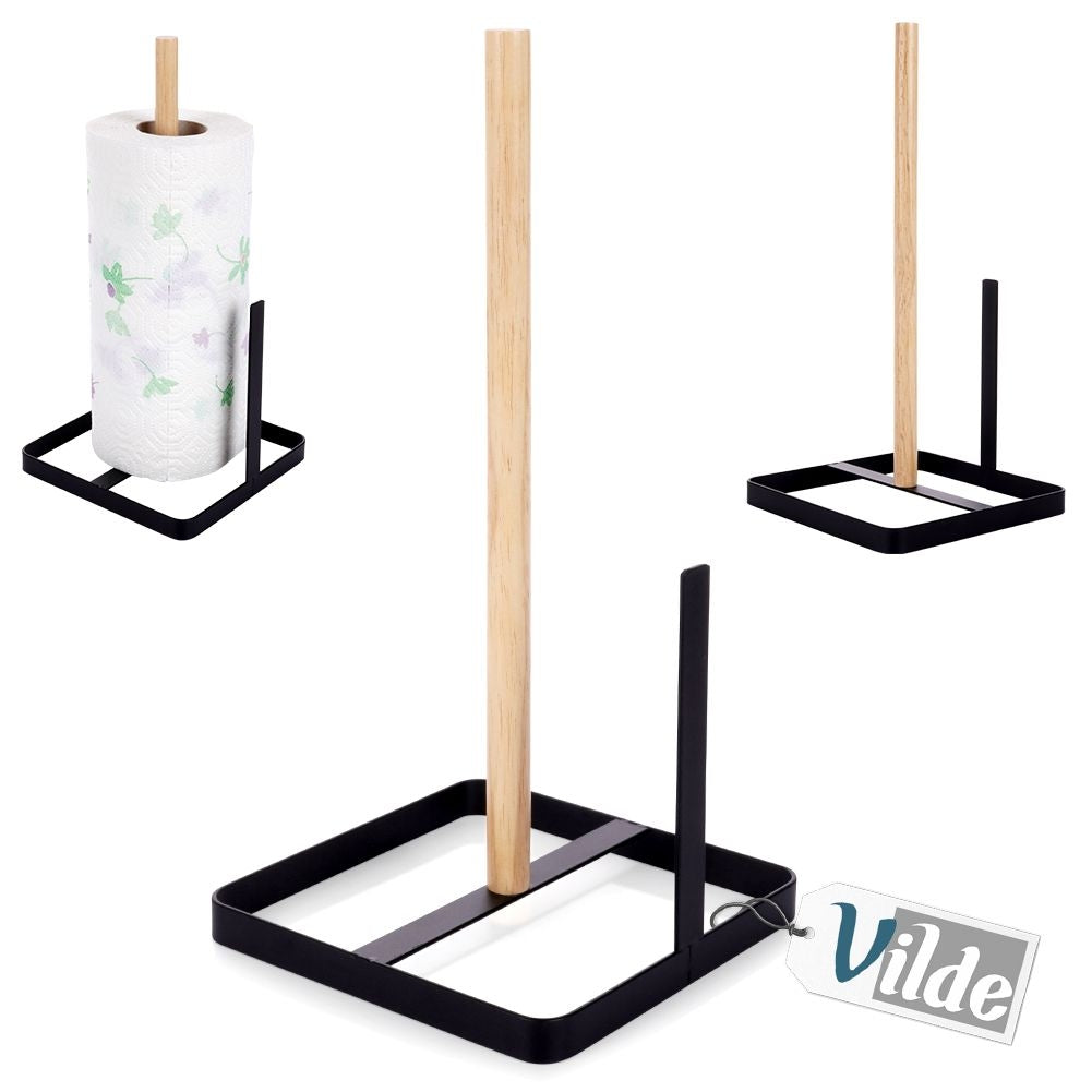 Kitchen holder in wood and metal, black matt LOFT style
