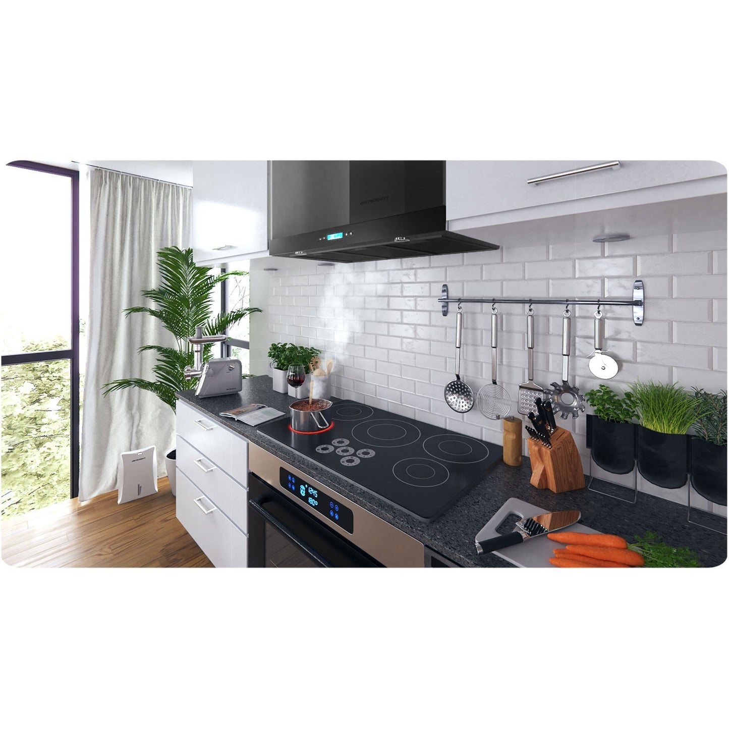 Kitchen hood 90 cm Black Berdsen BE-90S