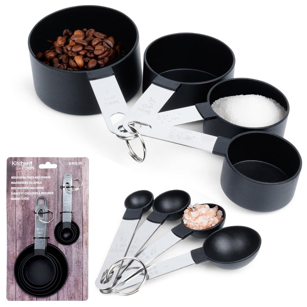 Kitchen measuring set: 4 measuring spoons & 4 measuring cups for easy measuring