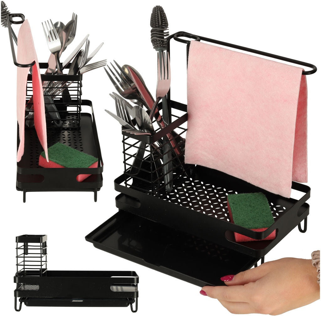 Kitchen organiser for sink kitchen utensil shelf black