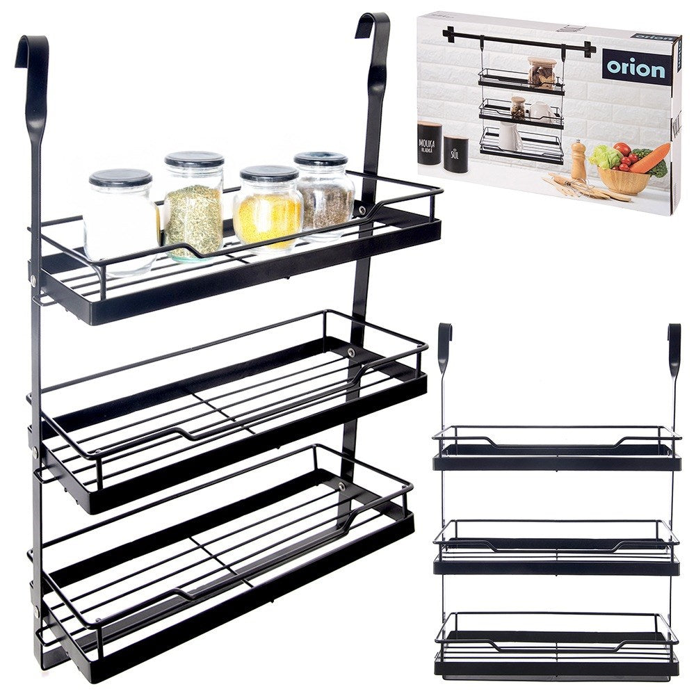 Kitchen shelf hung on a rail, metal, black, RADKA, 32x11x46 cm