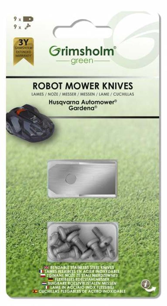 Knife set with 9 spare knives and 9 screws automower