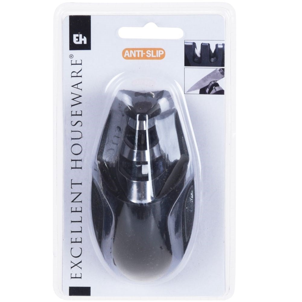 Knife sharpener with carbon and ceramic head for stainless steel