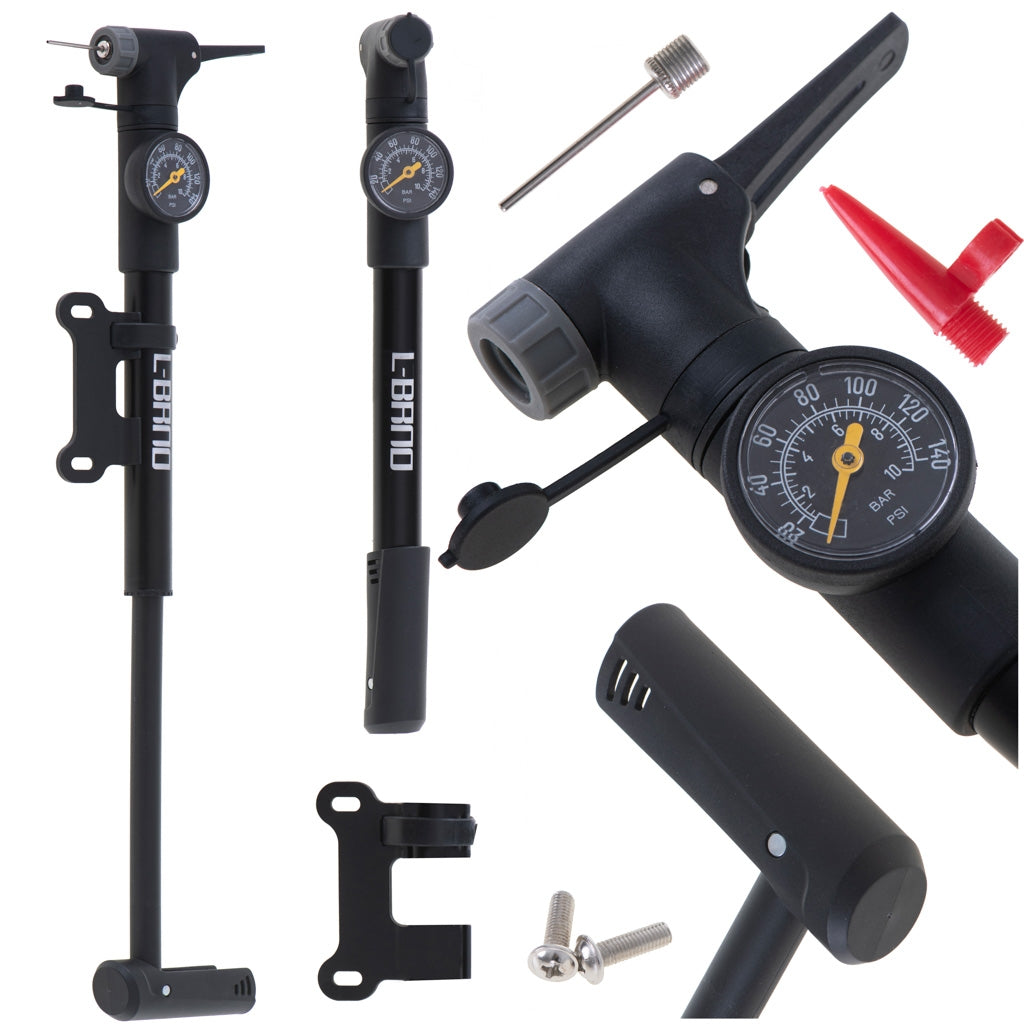 L-BRNO Bicycle inflator with pressure gauge hand grip