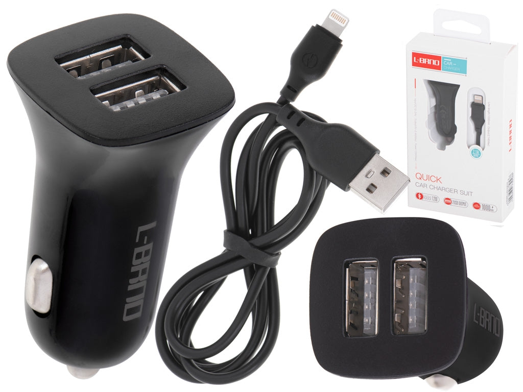 L-BRNO Dual USB + Lightning car charger