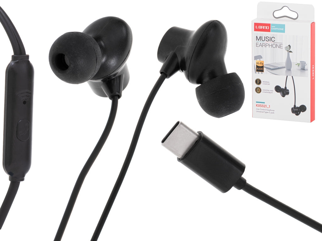 L-BRNO Type-c wired in-ear headphones black