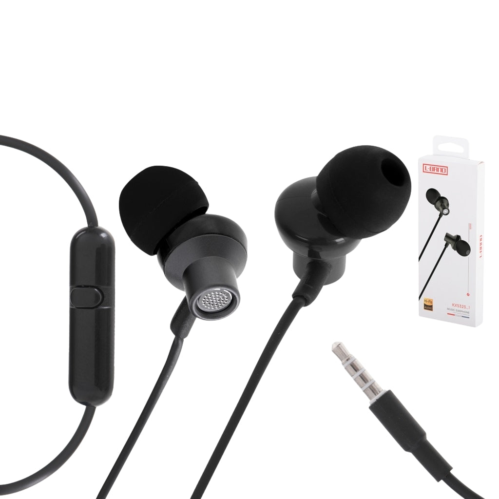 L-BRNO wired earphones 3.5mm jack black