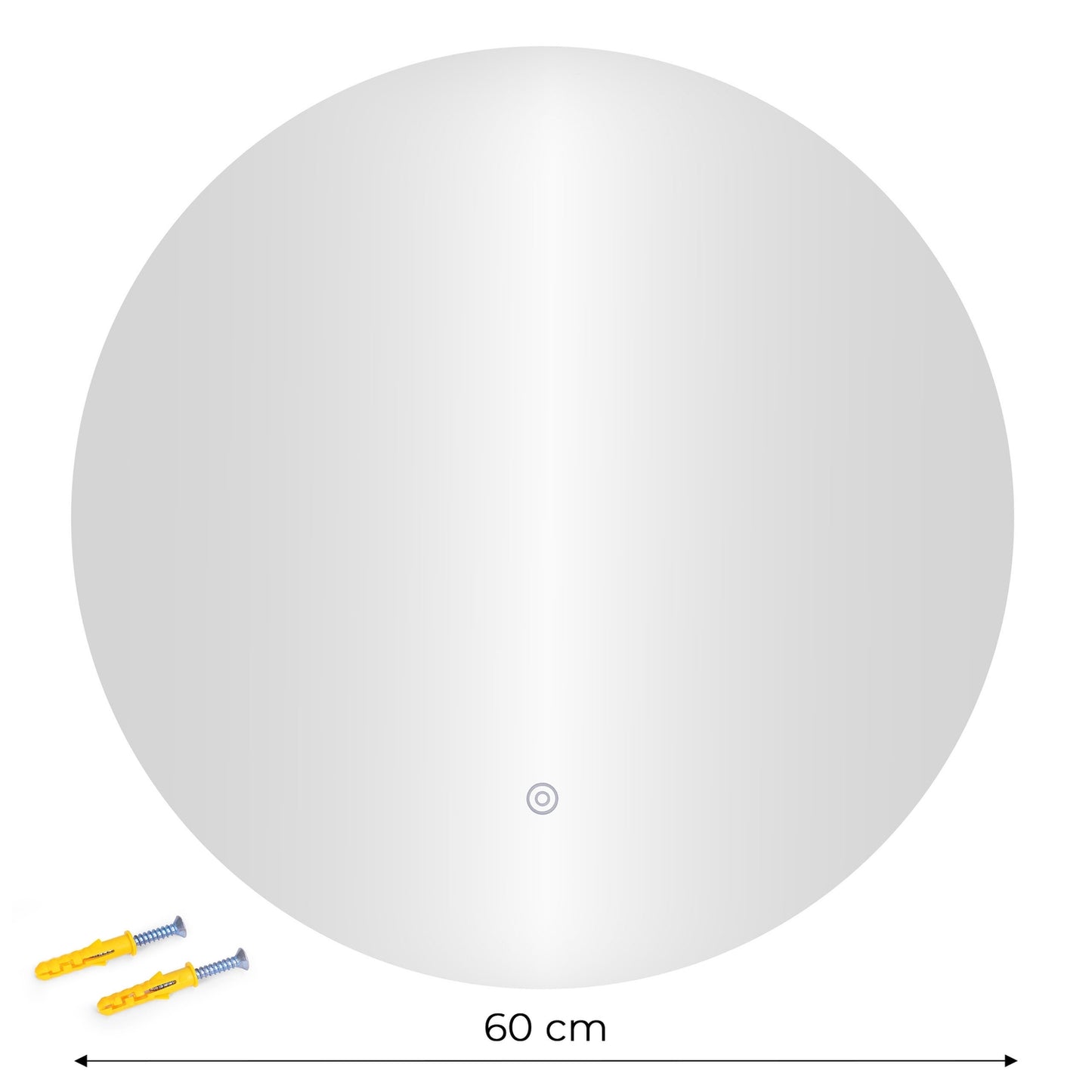 LED Bathroom Mirror, 60 cm, 3 Light Colors, Touch Switch