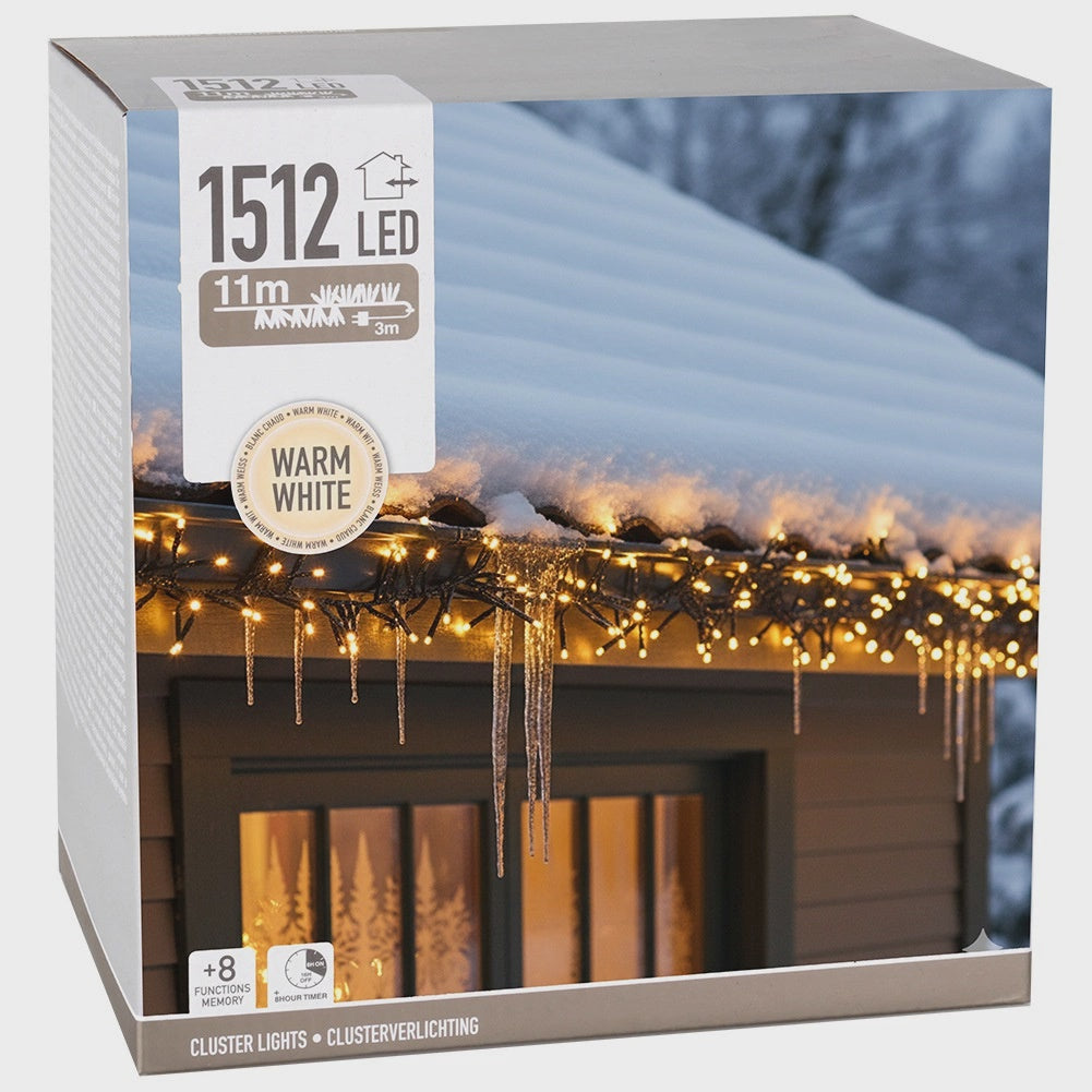 LED Christmas Lights, 1512 Warm White, 11m, 8 Modes