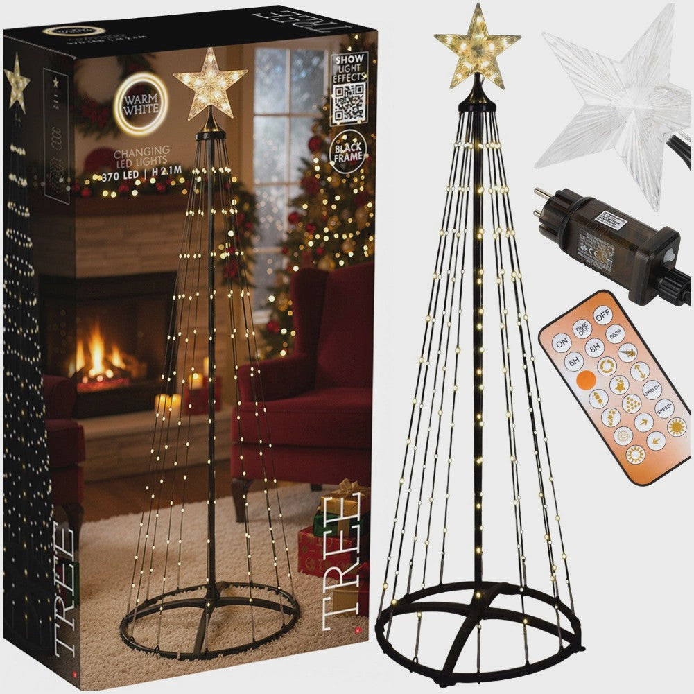 LED Cone Christmas Tree, Outdoor, 370 Lights, 210 cm