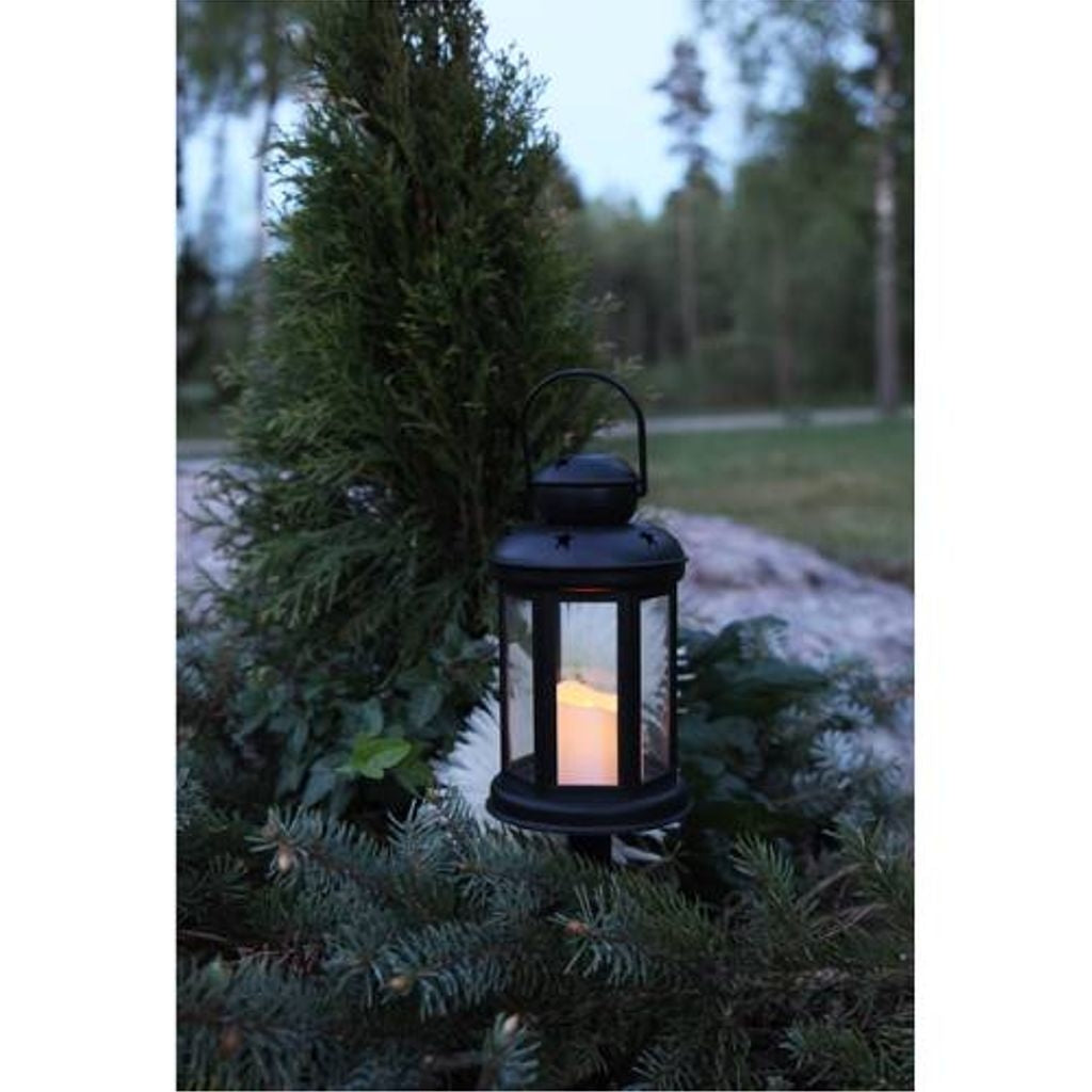 LED GRAVE LIGHT SERENE with stars / 10cm / battery / timer / black