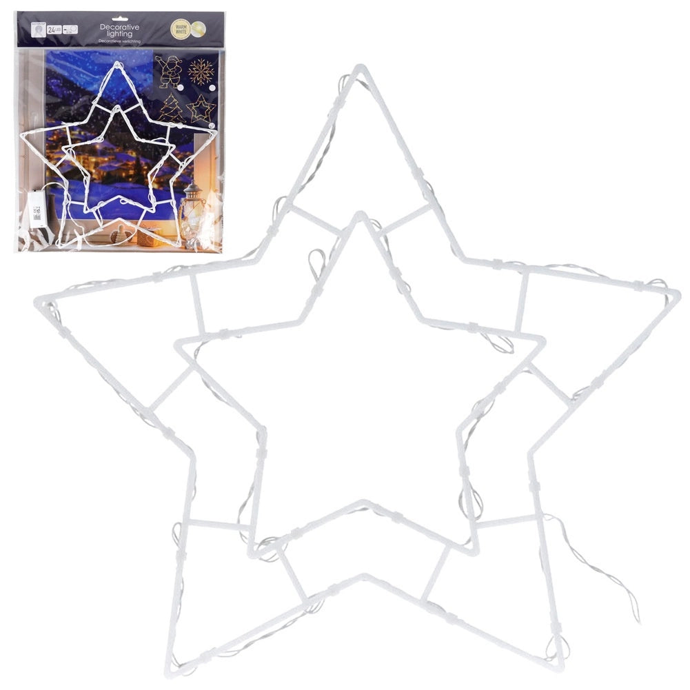 LED Window Star Light, 24 Warm White LEDs, 41x39 cm