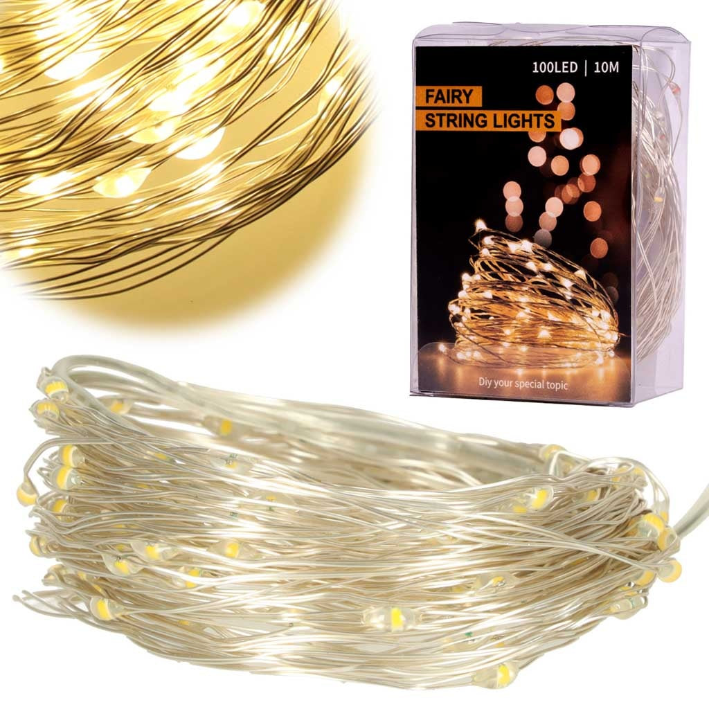 LED decorative wire lights 10m 100LED warm white