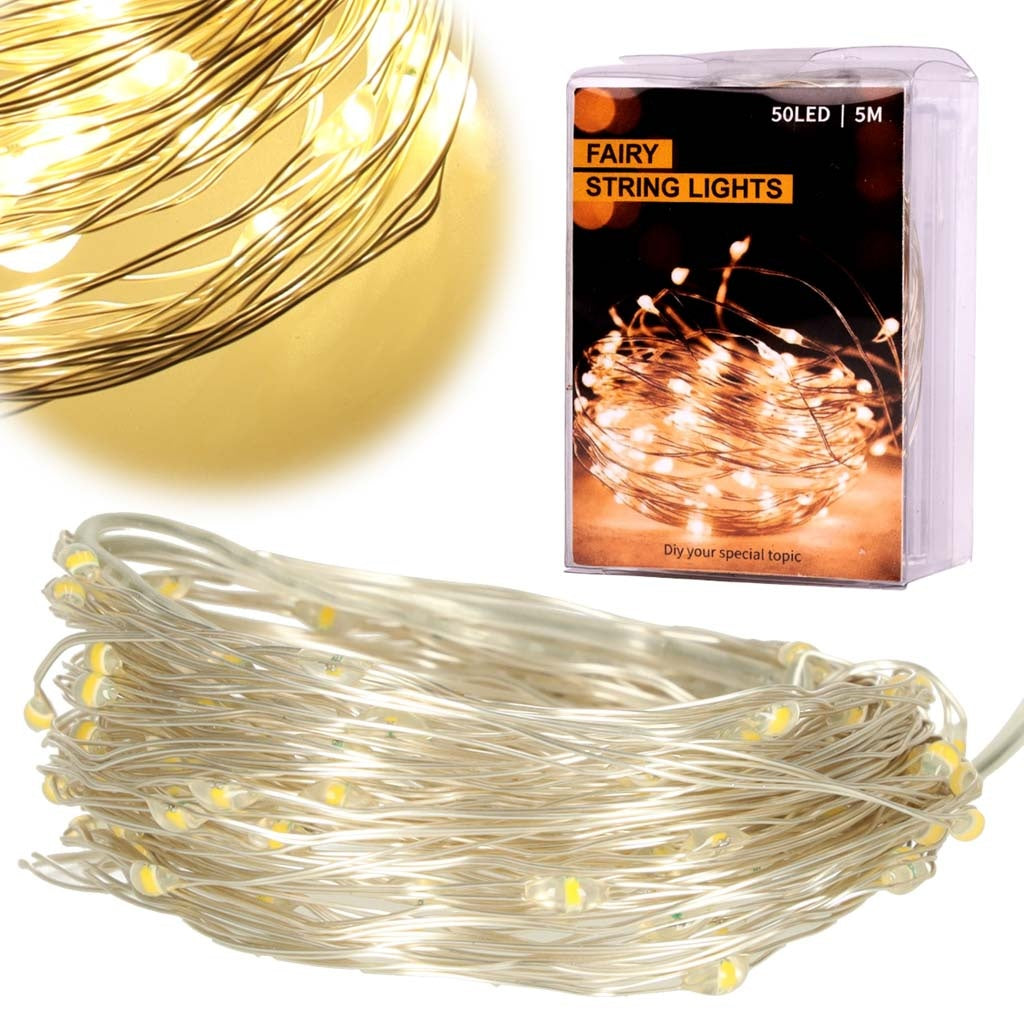 LED decorative wire lights 5m 50LED warm white