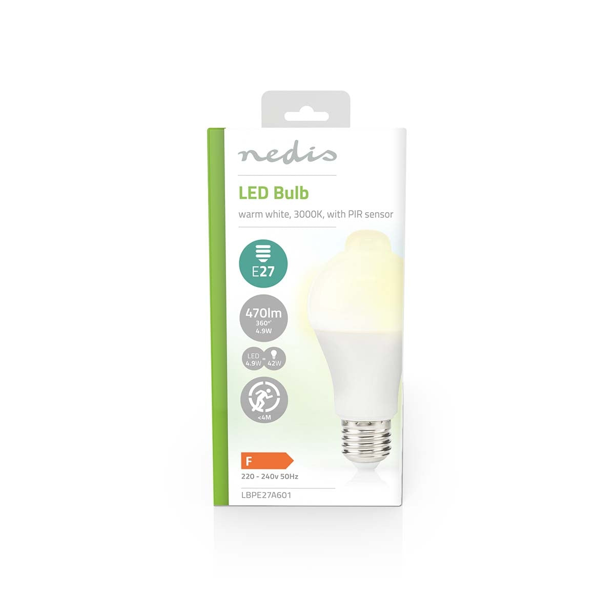 LED lamp E27 | A60 | 4.9 W| 470 lm | 3000 K | White | Retro Style | Matte | Motion detector | 1 pc.