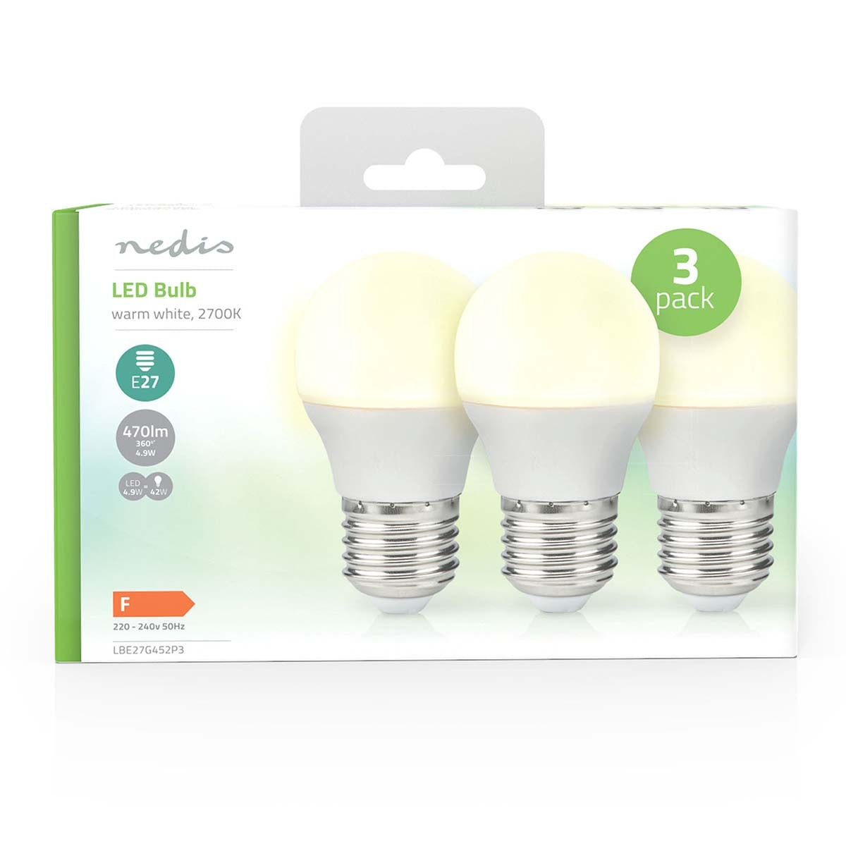 LED lamp E27 | G45 | 4.9 W| 470 lm | 2700 K| Warm White | Retro Style | Matte | 3 pcs.