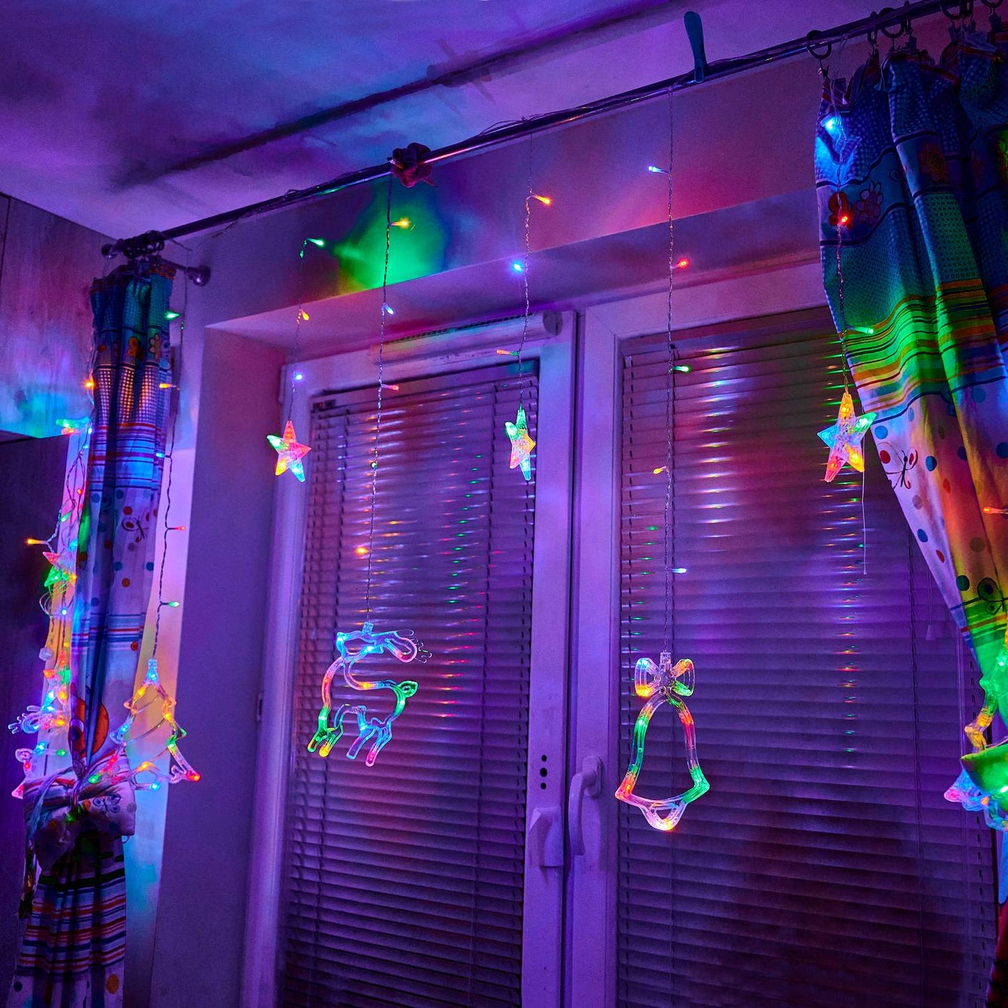 LED reindeer curtain lights 2.5m 138LED multicolour