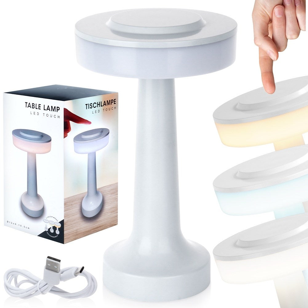 LED table lamp white wireless 3 lighting modes 21 cm
