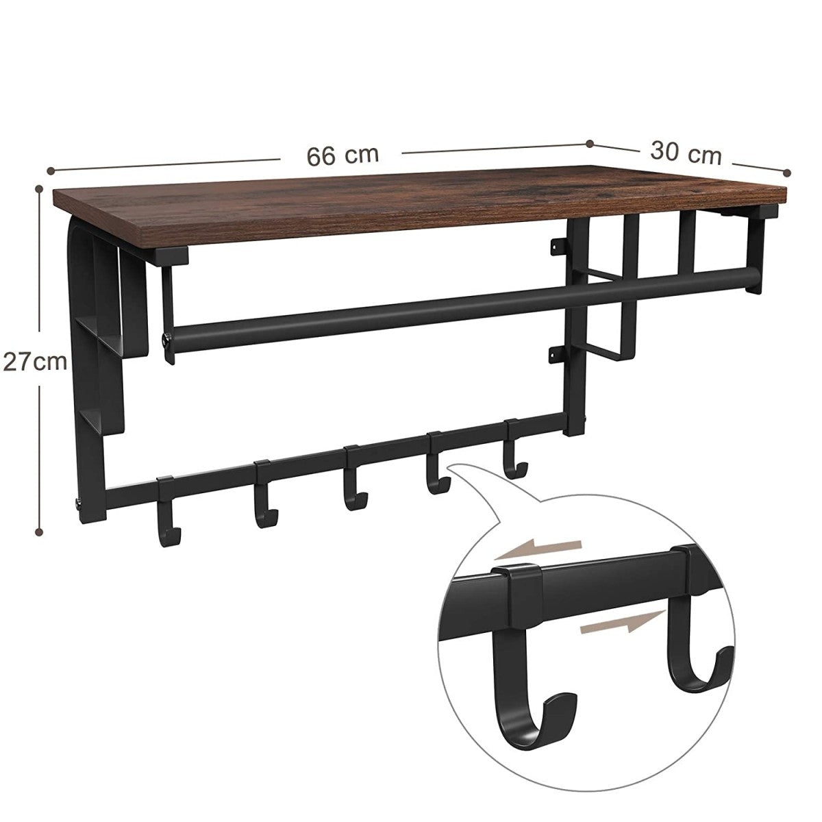 LOFT wooden shelf with clothes hangers