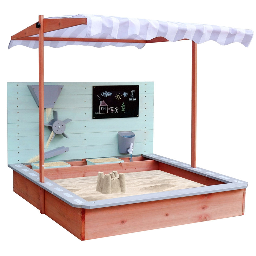 LULILO wooden sandbox with canopy 120cm