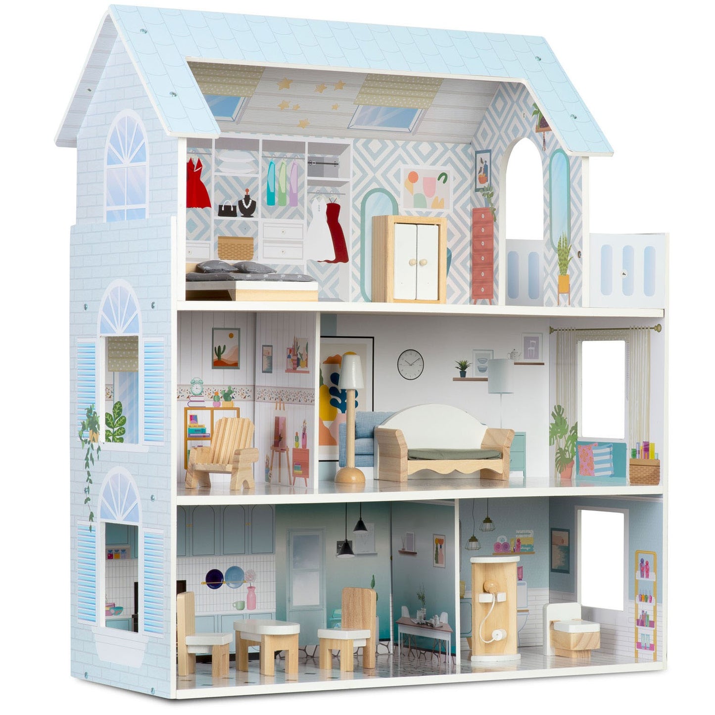 Large 3-story wooden dollhouse Ricokids RK-878