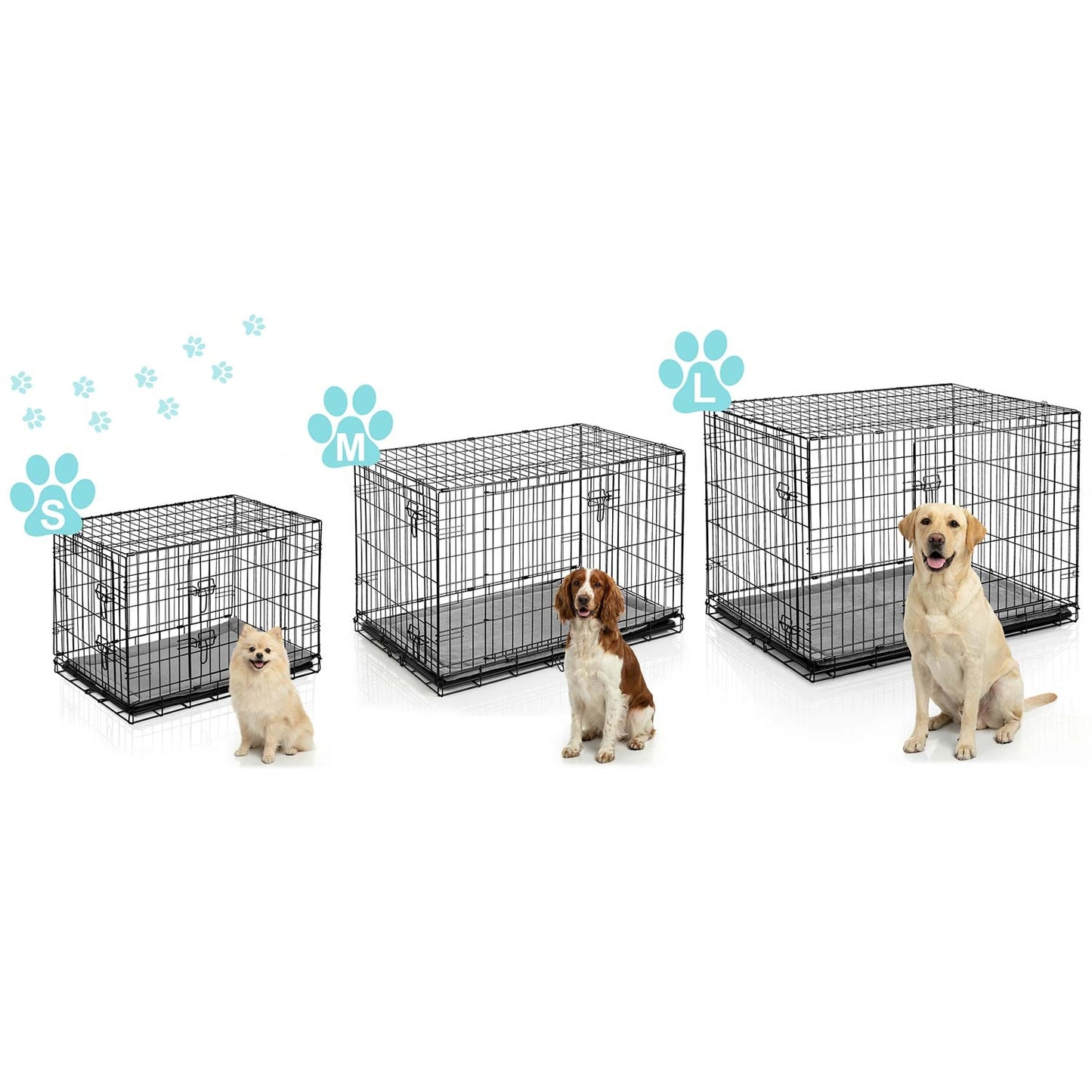 Large Dog Crate with Bed, Metal, 107 x 71 x 77 cm