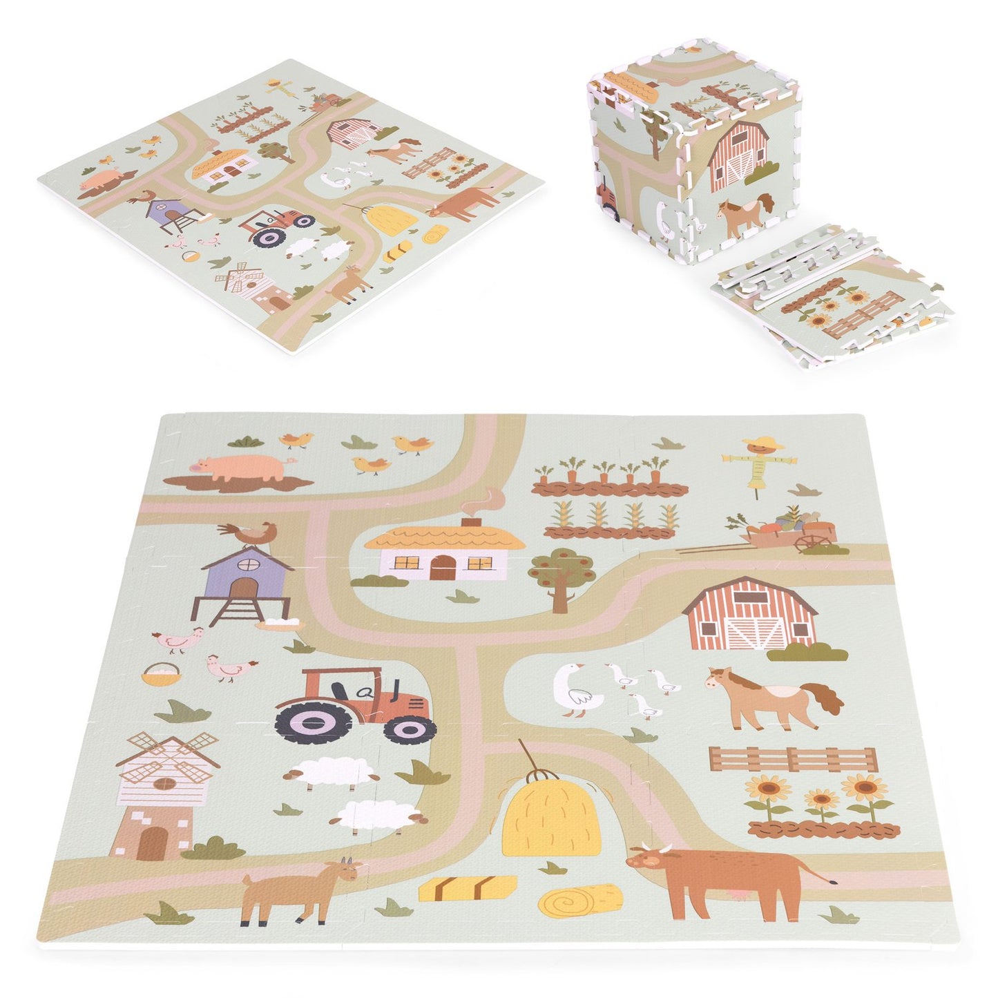 Large EVA foam mat for children Farma 90.5x90.5 cm 21 pcs ECOTOYS