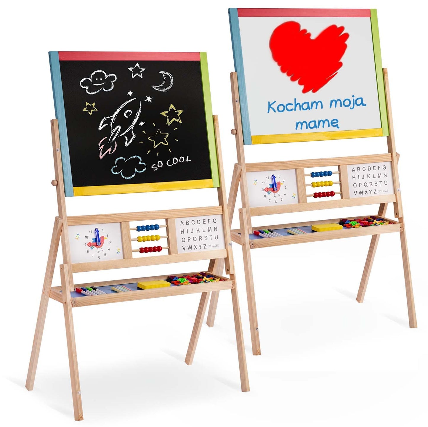 Large Magnetic Rotating Chalkboard with Clock Ricokids - Multicolored