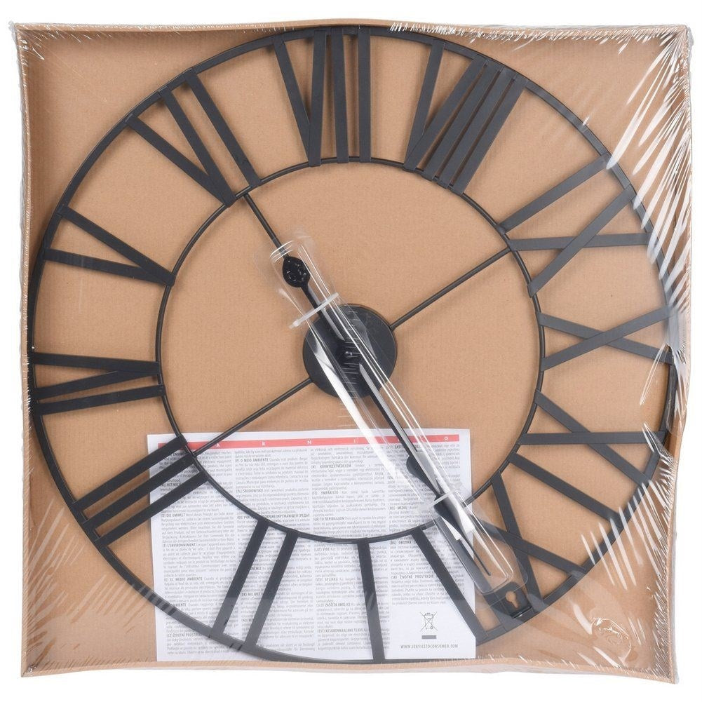 Large Wall Clock in Black Metal for Lofts and Modern Homes
