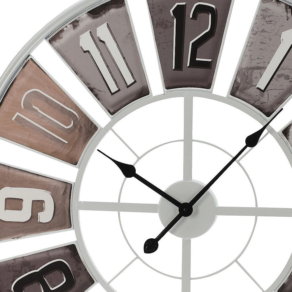 Large Wall Clock in White Metal for Loft and Modern Interiors