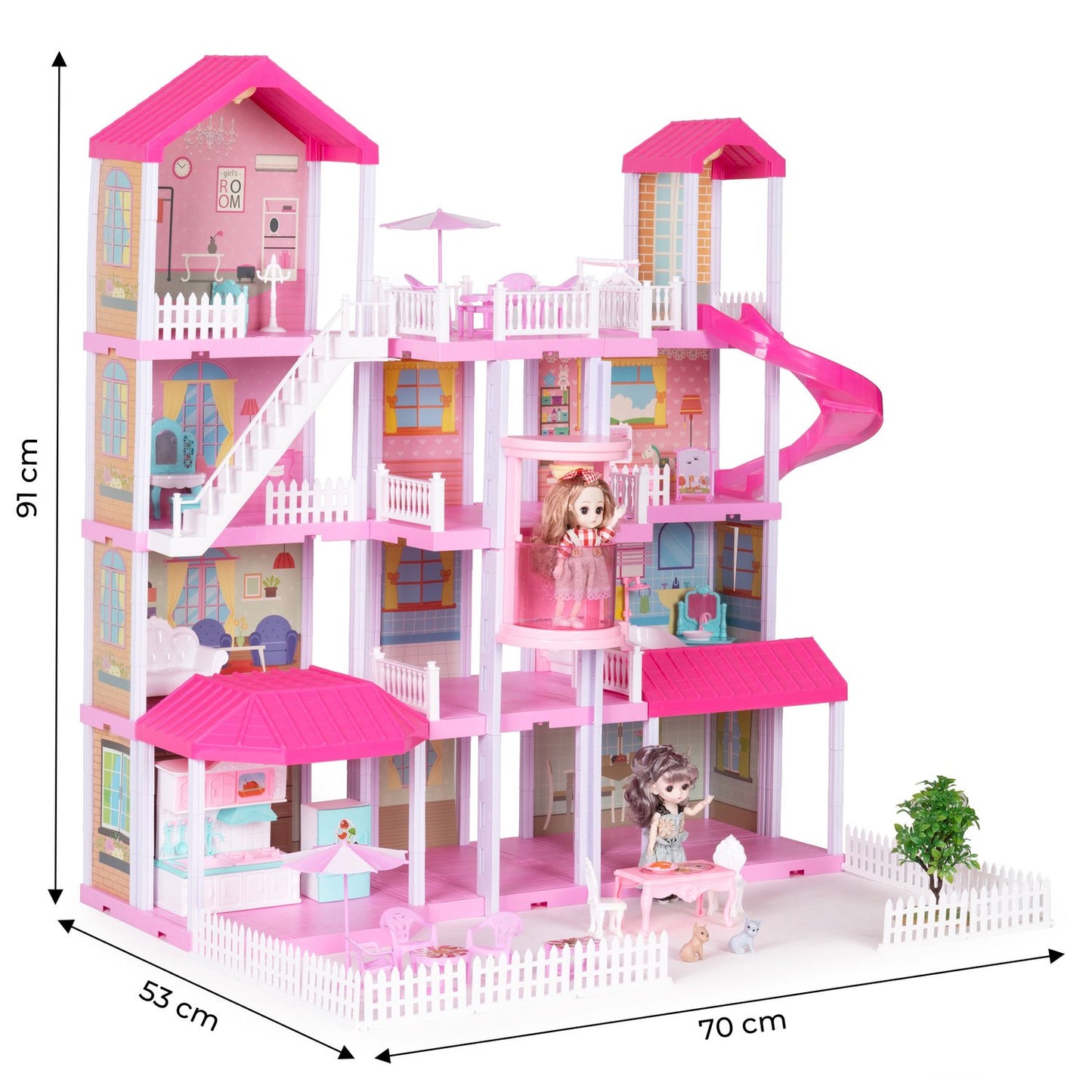 Large dollhouse with garden Villa furniture LED lamps