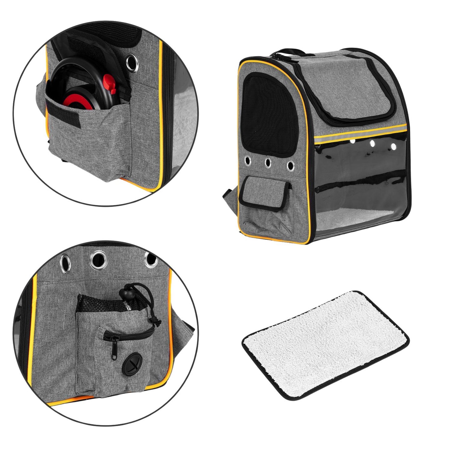 Large, durable, foldable backpack for transporting cats and dogs
