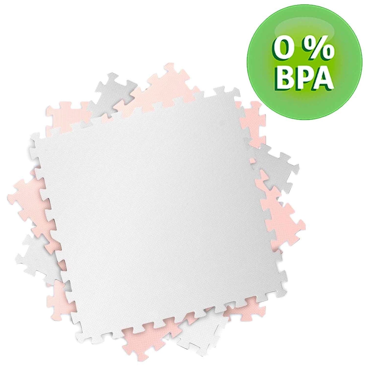 Large educational foam mat with puzzles from Ricokids, peach white and white