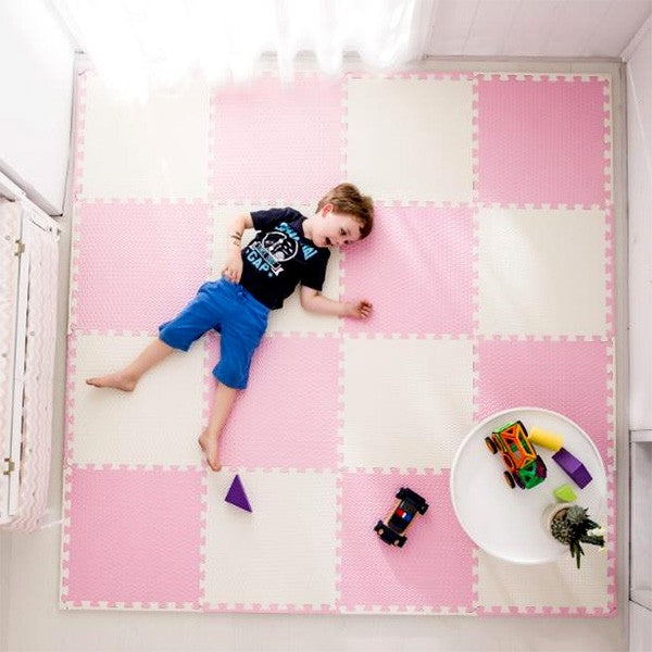 Large foam mat educational puzzle Ricokids pink and white